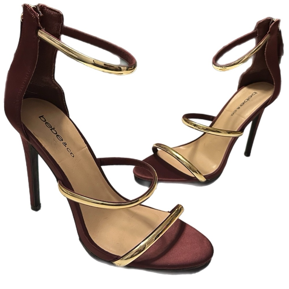 Beautiful‎ Wine and gold Bebe shoes size 7.5